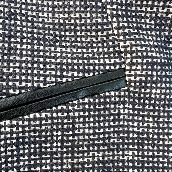 Hugo Boss Classic Leather Trimmed Tweed Collarless Jacket 12 - Picture 7 of 10